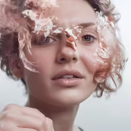 a woman looking through her bubble of liquid