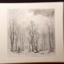 a painting hanging on the wall of a room