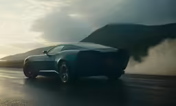 a close up of the tail end of a car on the road
