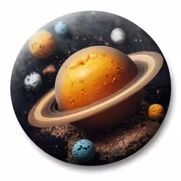 an illustration of the planet with two rings in front