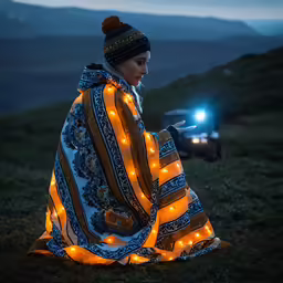 woman in a sari sitting down by her car
