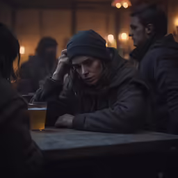 a person in an industrial setting sits at a table