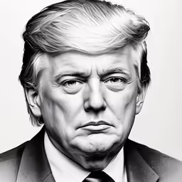 a drawing of donald trump wearing a suit and tie