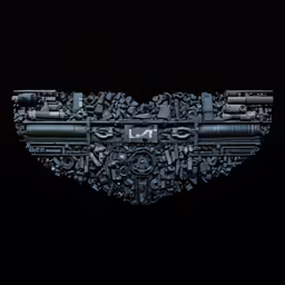 a photograph of an intricate steampunk on a black background