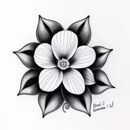 an image of a flower that has a black and white design