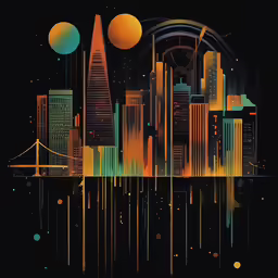 an image of a futuristic city with neon lights