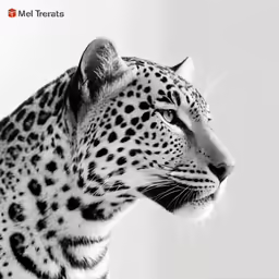 a black and white photo of a leopard with its eyes closed