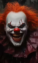 a pennywise clown is shown smiling and holding his nose