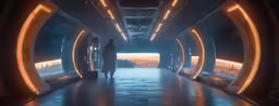 a man and woman standing in an empty space