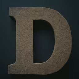 a large, dark brown alphabet font that is slightly cracked
