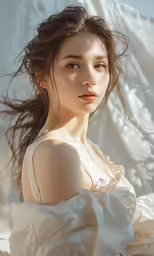 a woman in white dress sitting in the sun
