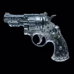 the gun is decorated with black and silver paint