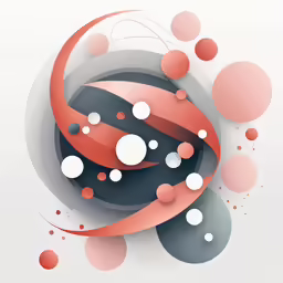 the shape and color of the spheres are visible in the graphic work