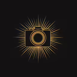 a camera with a yellow flash on the screen