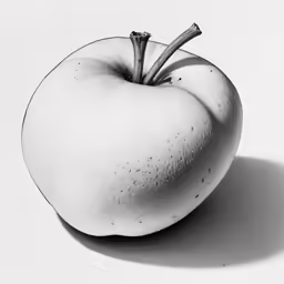 a black and white photo of an apple