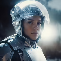 woman in sci - fi avatar wearing futuristic armor