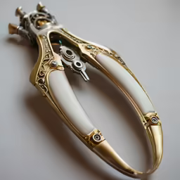 gold colored bangle with white and black skull and crystal eyes