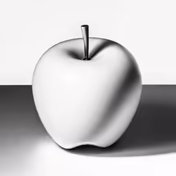 an apple on top of a table in the shade