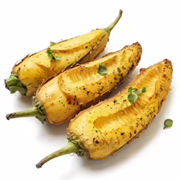 five pieces of plantain with herbs sprinkled on them