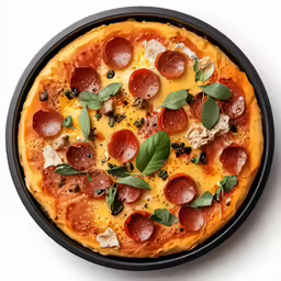 the small pizza is ready to be eaten