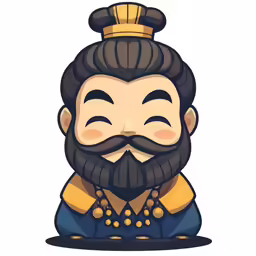 a cartoon illustration of a bearded man with a crown