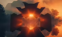 a sun light is reflected in a piece of abstract art
