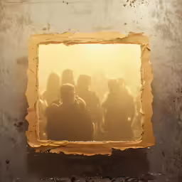 some people are standing in a large mirror