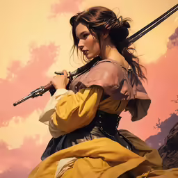 a beautiful young woman dressed in an old fashion