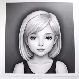 a portrait of a young girl with blonde hair