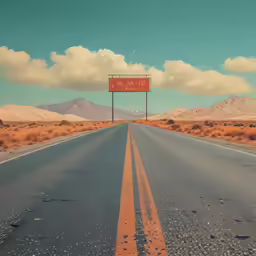 an empty road with a street sign that says