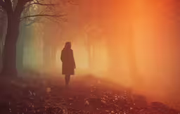 a woman stands in the woods with bright sun streaming through her