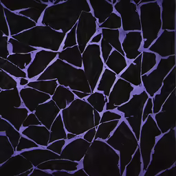 a painting of black and blue cracked glass