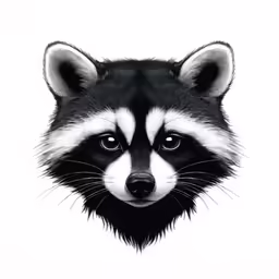 a racoon is shown in black and white