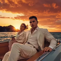 a couple of people are sitting in a boat