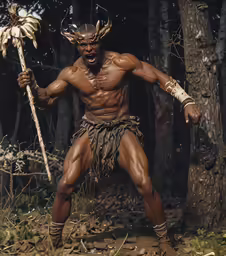 the person has horns and is wearing a skirt