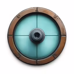 the top part of a turquoise drum