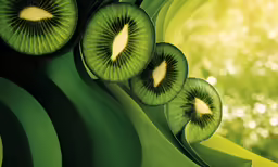 the green fruit has been painted like a wave