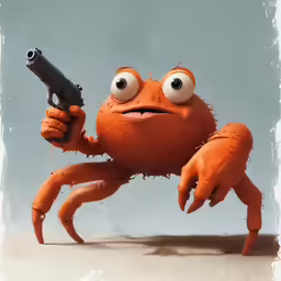 a cartoon character holding up a gun to the camera