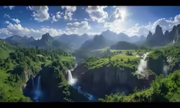 green mountains and trees are shown in the foreground