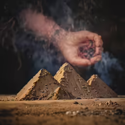 the three mountain peaks have some dust on them