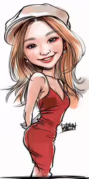 a drawing of a girl in red,a digital drawing of a woman in red