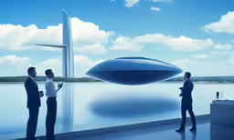 three men looking at an upside down boat