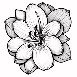 the large flower is on the white background,the flower is drawn by hand
