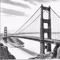 a black and white image of the golden gate bridge