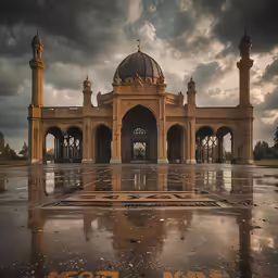 the building has columns and dome shaped domes