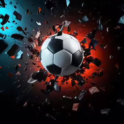 a soccer ball is in the middle of a explosion