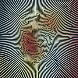 a black, white, and red psychedelically designed design