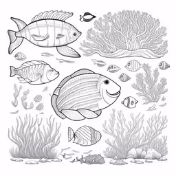 underwater fish and seaweed coloring pages