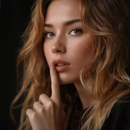 a beautiful young woman with a serious look on her face