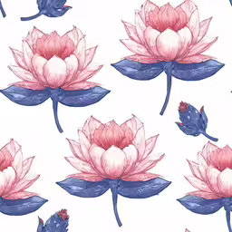 the watercolor lotus flower on a white background